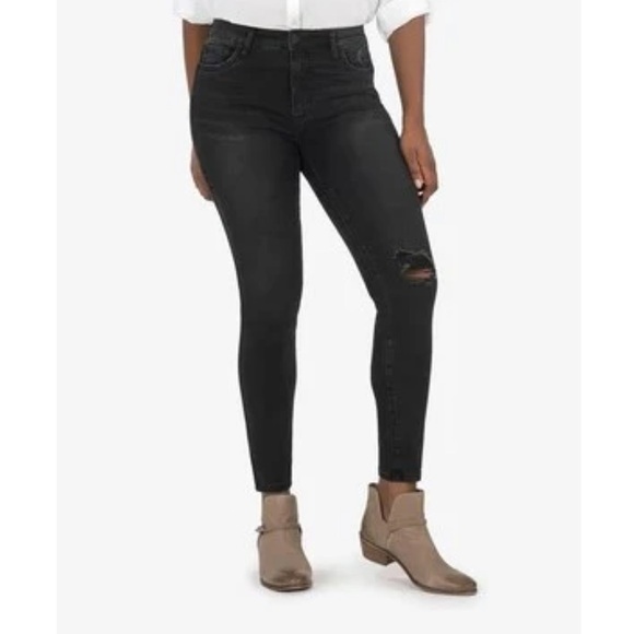 Kut from the Kloth Denim - Kut from the Kloth Connie High Rise Ankle Skinny Acid Wash Black